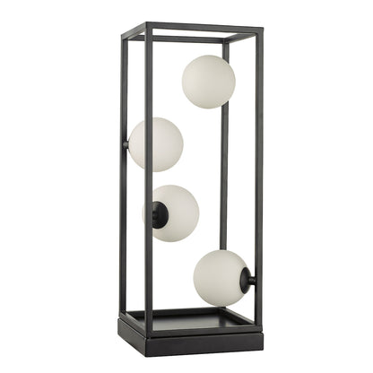 Dar Ensio 4 Light Table Lamp Matt Black & Opal Glass