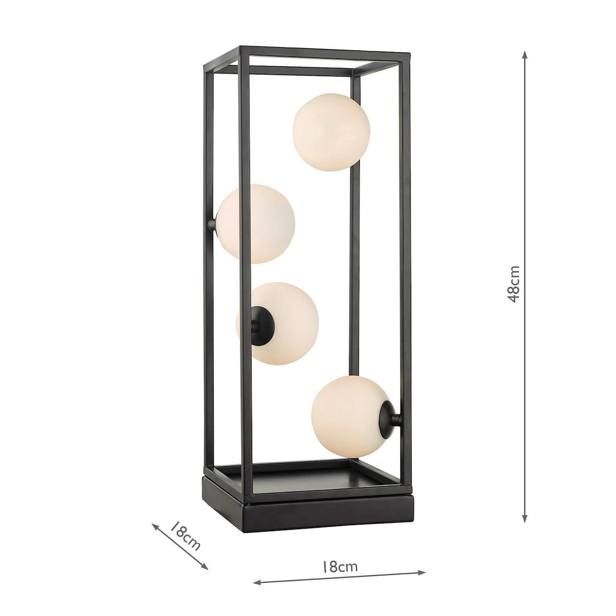 Dar Ensio 4 Light Table Lamp Matt Black & Opal Glass
