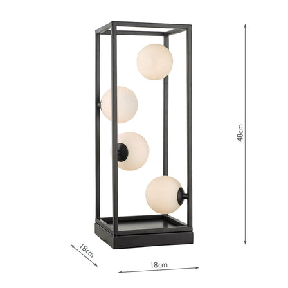 Dar Ensio 4 Light Table Lamp Matt Black & Opal Glass