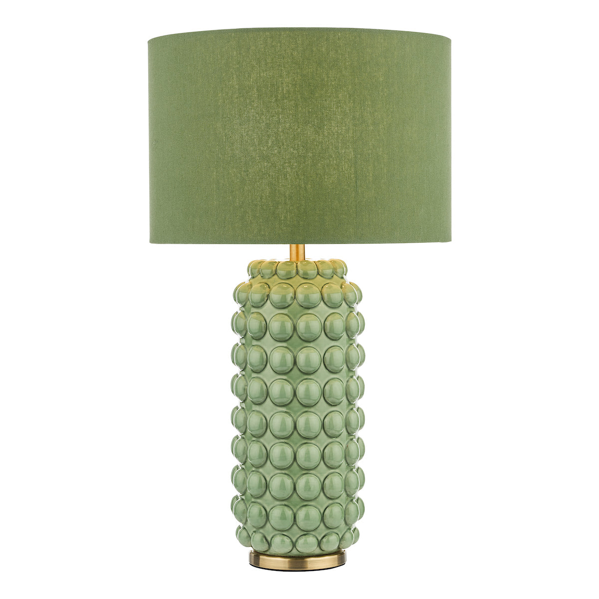 Dar Etzel Table Lamp Green Antique Brass With Shade