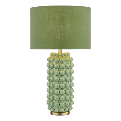 Dar Etzel Table Lamp Green Antique Brass With Shade