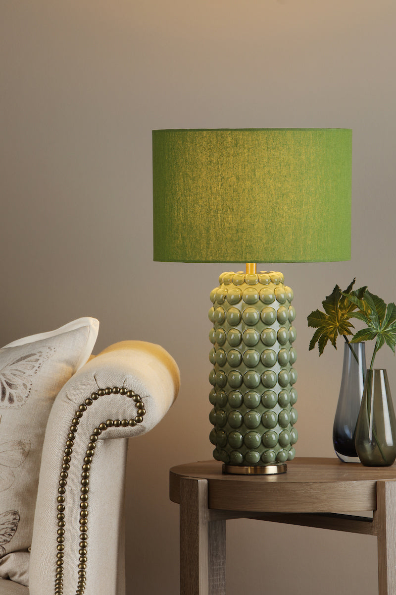 Dar Etzel Table Lamp Green Antique Brass With Shade