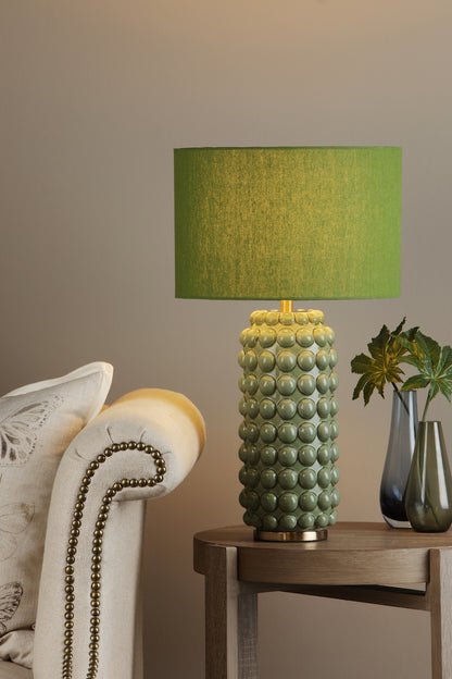 Dar Etzel Table Lamp Green Antique Brass With Shade