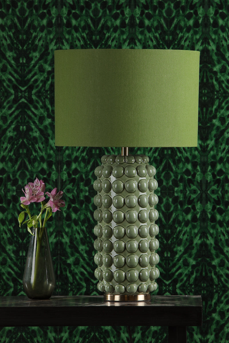 Dar Etzel Table Lamp Green Antique Brass With Shade