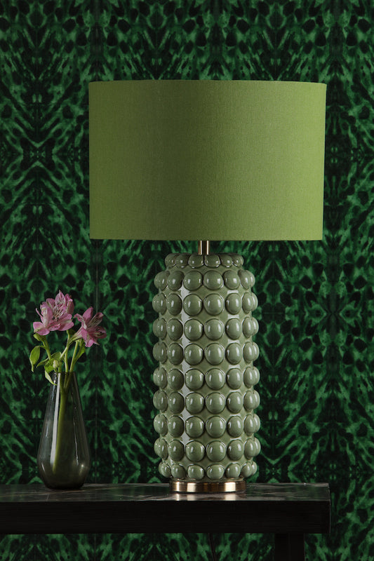 Dar Etzel Table Lamp Green Antique Brass With Shade