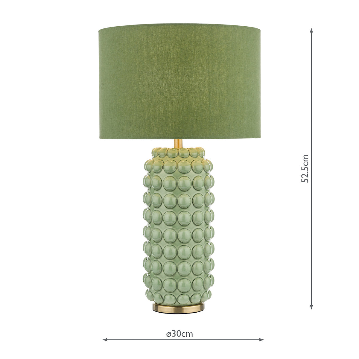 Dar Etzel Table Lamp Green Antique Brass With Shade