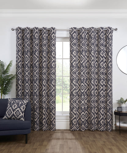 Style Marrakech Navy Ready Made Curtains (66"x72")