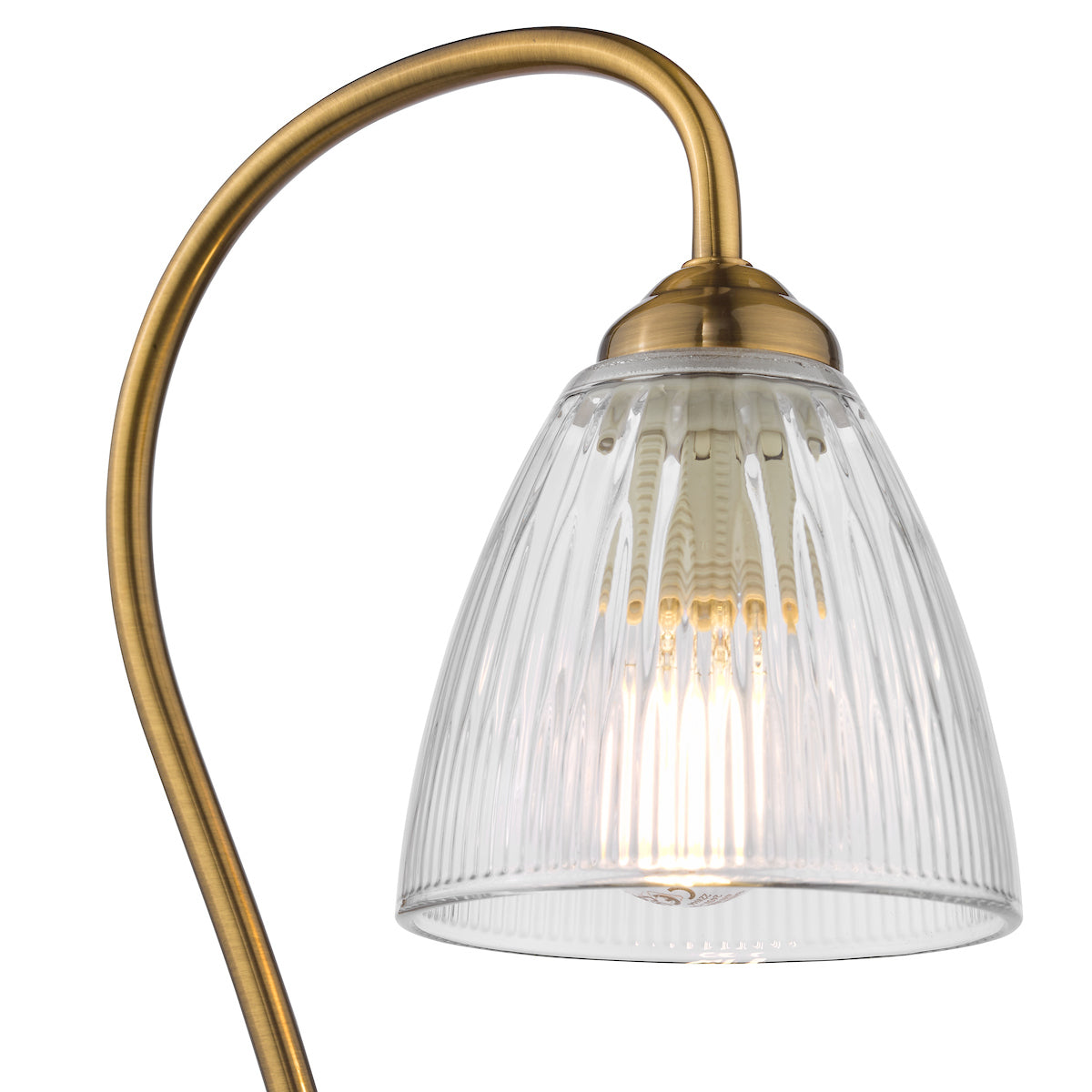 Dar Glynis Table Lamp Antique Bronze and Ribbed Glass