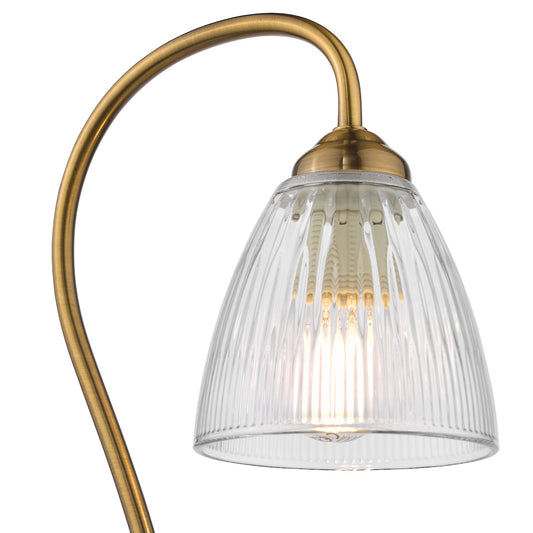 Dar Glynis Table Lamp Antique Bronze and Ribbed Glass