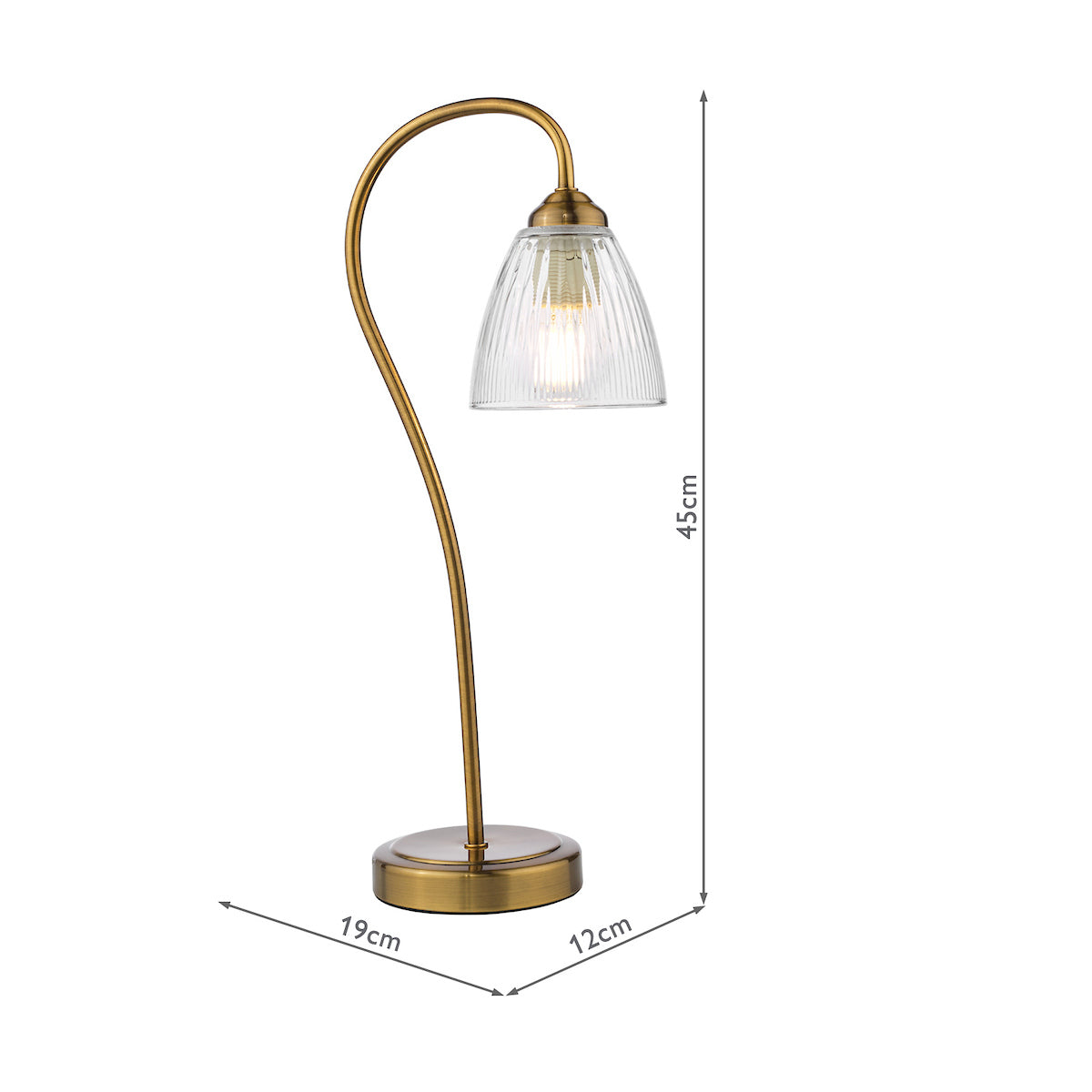Dar Glynis Table Lamp Antique Bronze and Ribbed Glass