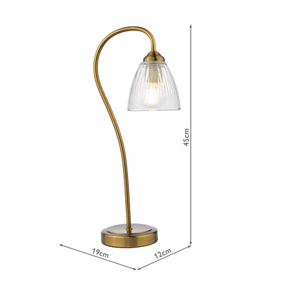 Dar Glynis Table Lamp Antique Bronze and Ribbed Glass