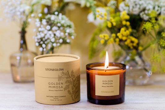 Stoneglow Mimosa, Violet & Rose Scented Natural Wax Candle