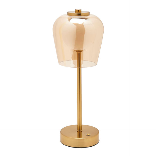 Widdop & Co. Hestia Bronze USB LED Touch Table Lamp - Glass Shade