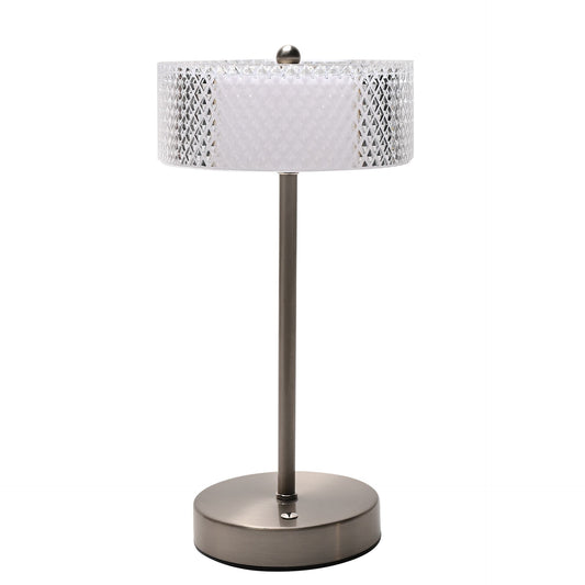 Widdop & Co. Hestia Nickel USB Touch Table Lamp with Crystal Effect Shade