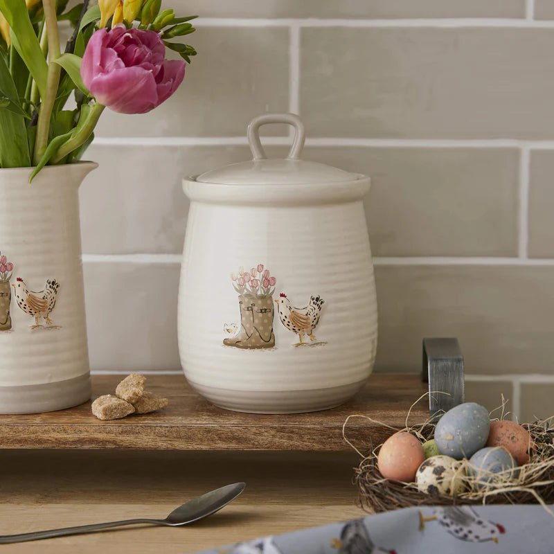 Cooksmart Hen House Lane Wellies & Hens Canister
