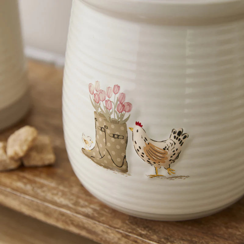 Cooksmart Hen House Lane Wellies & Hens Canister