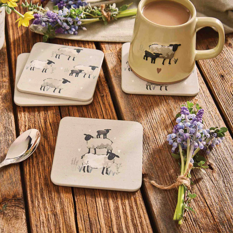 Cooksmart Highland Sheep Pack of 4 Coasters