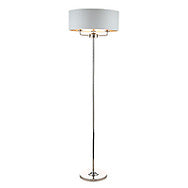 Dar Laura Ashley Sorrento 3 Light Floor Lamp Polished Nickel With Silver Shade