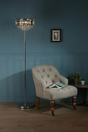 Dar Laura Ashley Vienna 3lt Floor Lamp Crystal & Polished Chrome