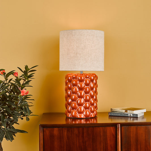 Dar Jayden Table Lamp Orange Glaze With Shade