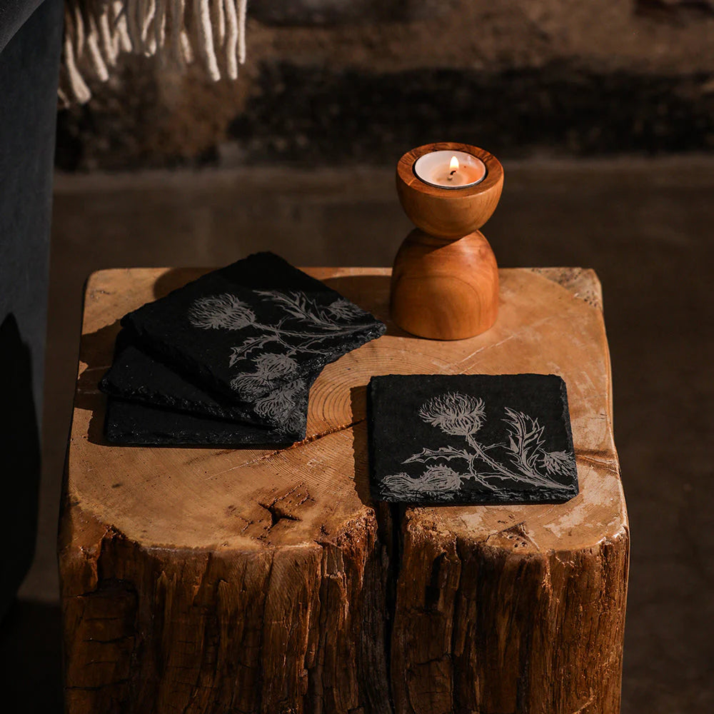 Selbrae House Thistle Trio Slate Coasters (Set of 4)