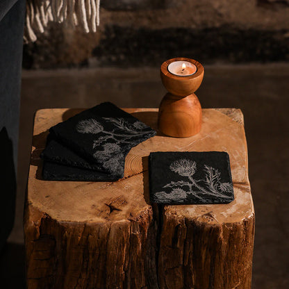Selbrae House Thistle Trio Slate Coasters (Set of 4)