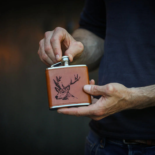 Selbrae House Stag Leather Hip Flask