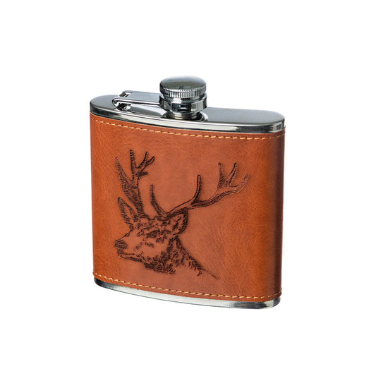 Selbrae House Stag Leather Hip Flask