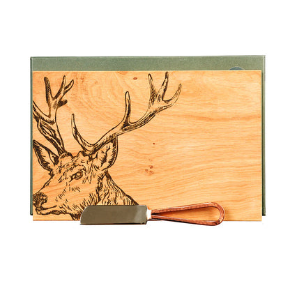 Selbrae House Stag Oak Cheese Board & Knife Set