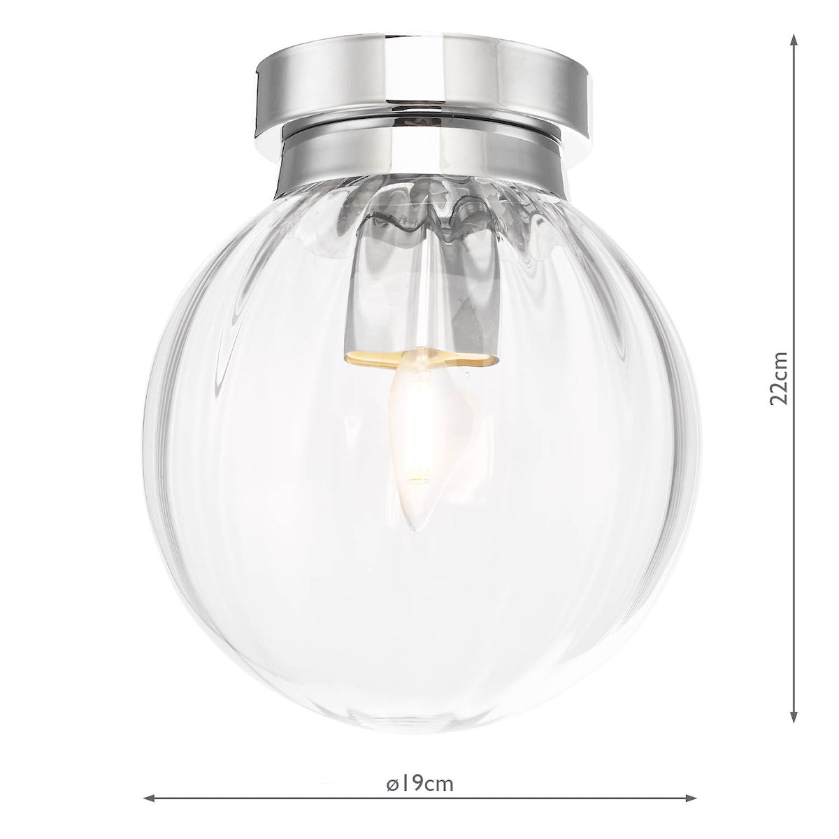 Dar Kavi Bathroom Flush Polished Chrome Glass IP44
