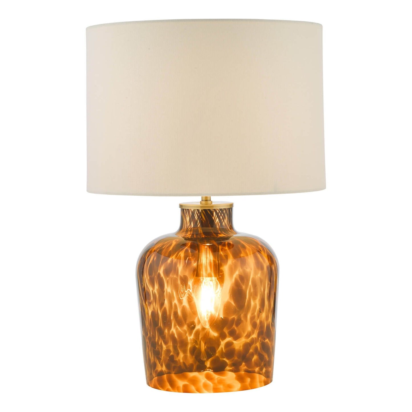 Dar Leandra Dual Light Table Lamp Tortoiseshell Glass With Shade