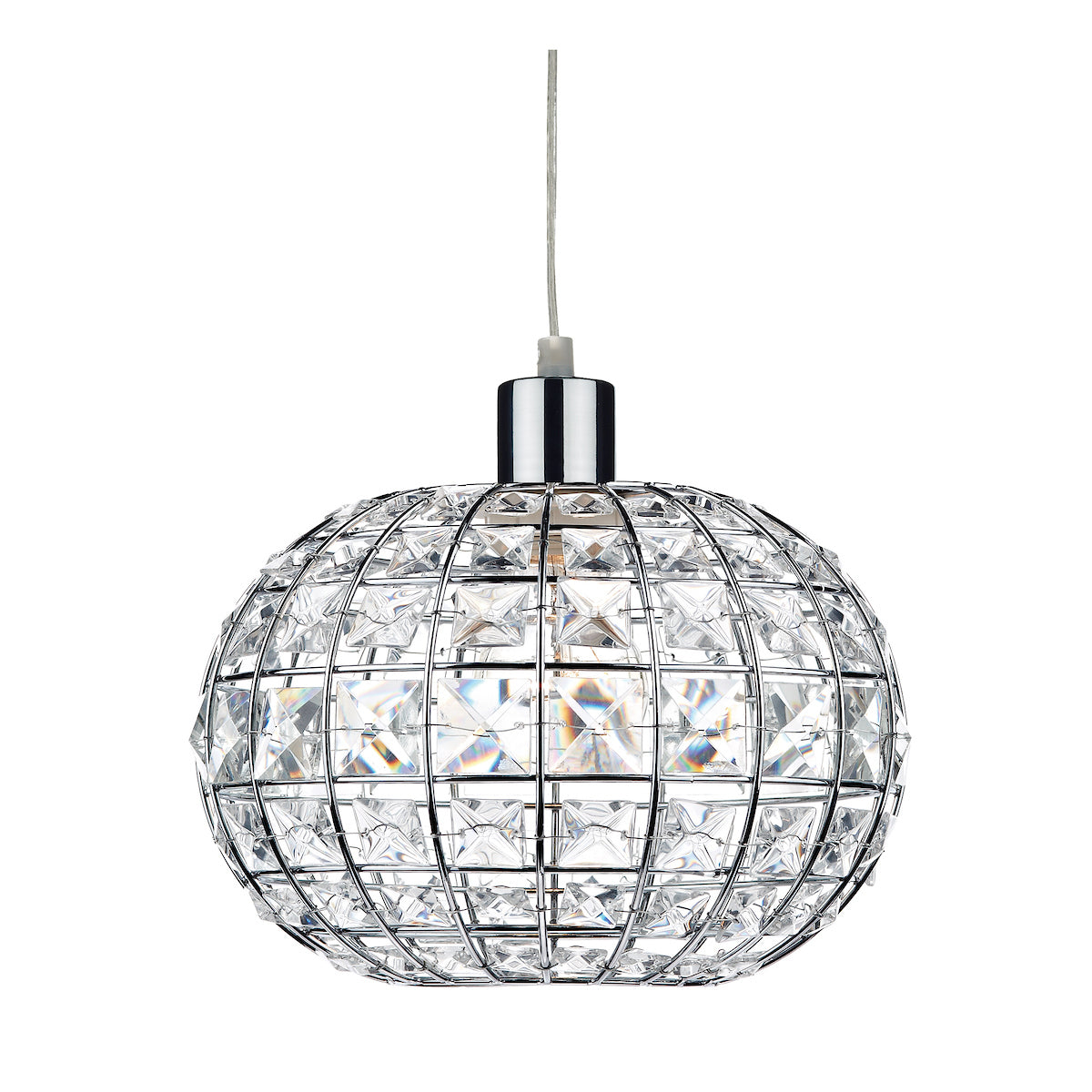Dar Letitia Non Elec Pendant Polished Chrome Crystal