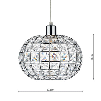 Dar Letitia Non Elec Pendant Polished Chrome Crystal