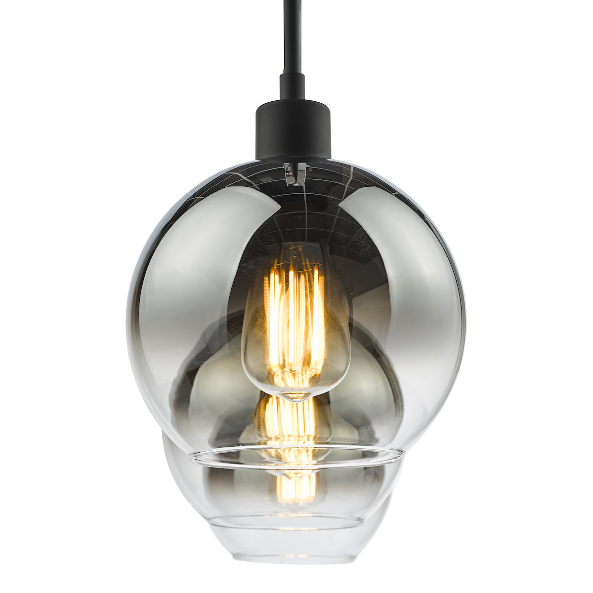 Dar Lycia 3 Light Bar Pendant Matt Black Ombre Smoked Glass