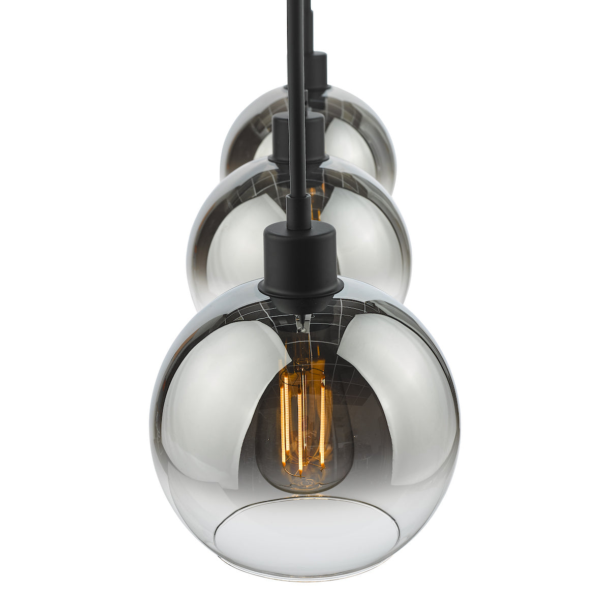 Dar Lycia 3 Light Bar Pendant Matt Black Ombre Smoked Glass