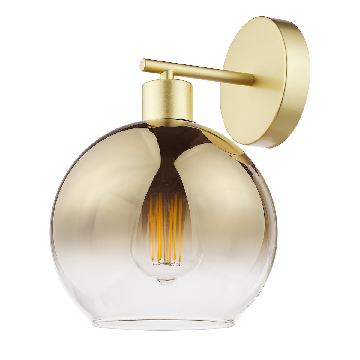 Dar Lycia Wall Light Satin Gold and Gold Ombre Glass