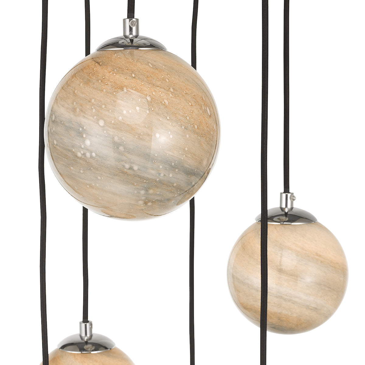 Dar Mikara 6 Light Cluster Pendant Marble Effect Glass & Polished Chrome