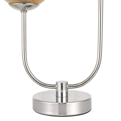 Dar Mikara 2 Light Table Lamp Polished Chrome Marble Effect Glass