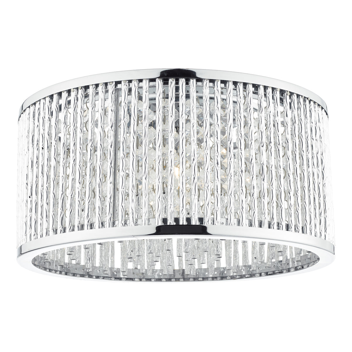 Dar Nantes 3 Light Flush Polished Chrome Alum
