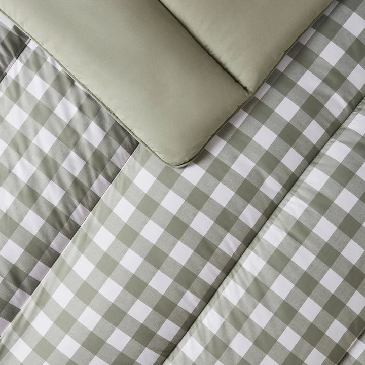 Night Lark® Olive Gingham Coverless Duvet Set 10.5tog