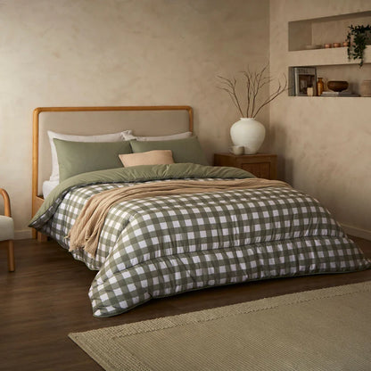 Night Lark® Olive Gingham Coverless Duvet Set 10.5tog