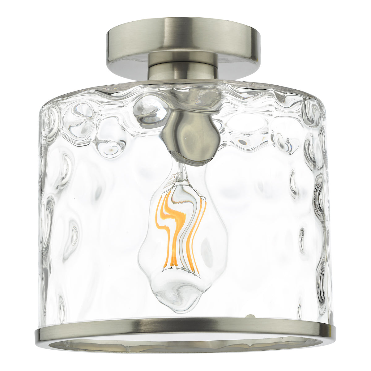 Dar Olsen Semi-Flush Satin Chrome and Glass
