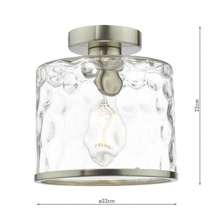 Dar Olsen Semi-Flush Satin Chrome and Glass