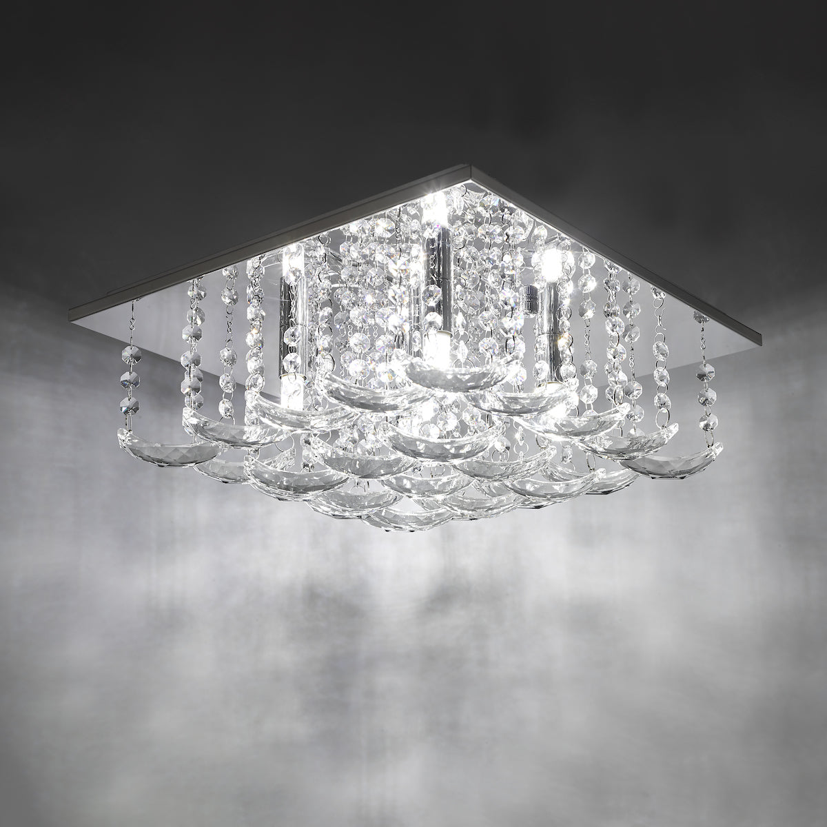 Dar Orella 5 Light Flush Polished Chrome & Crystal