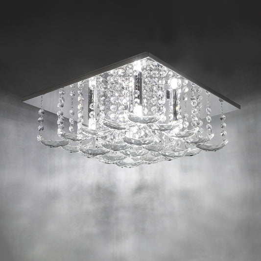Dar Orella 5 Light Flush Polished Chrome & Crystal