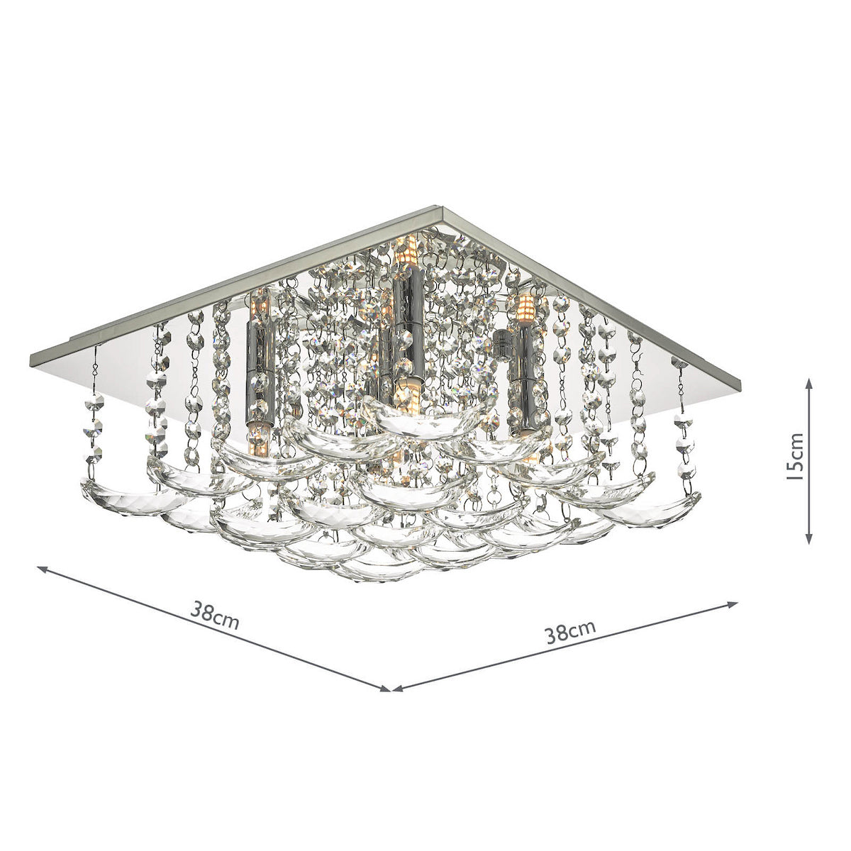 Dar Orella 5 Light Flush Polished Chrome & Crystal