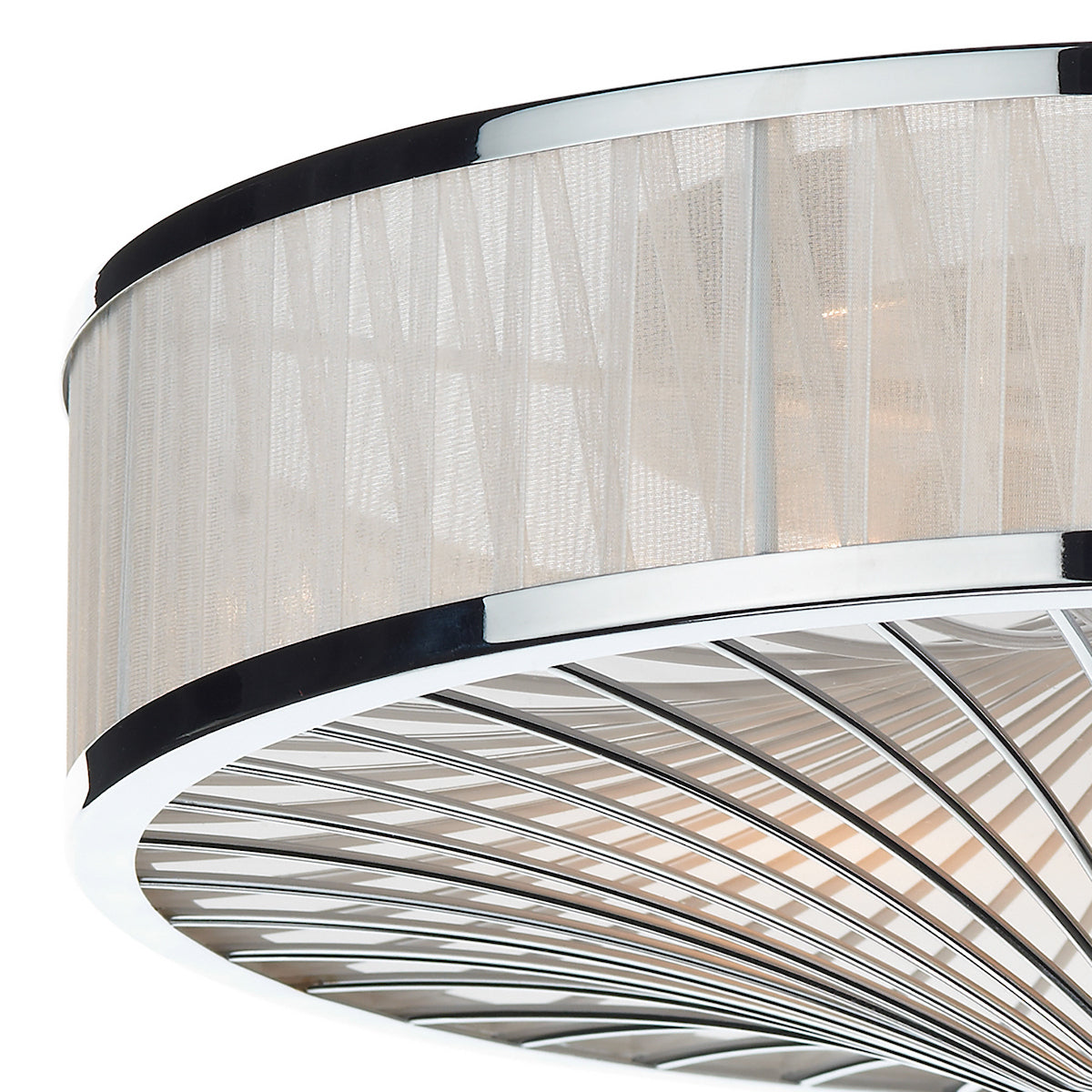 Dar Oslo 3 Light Flush Polished Chrome/ White