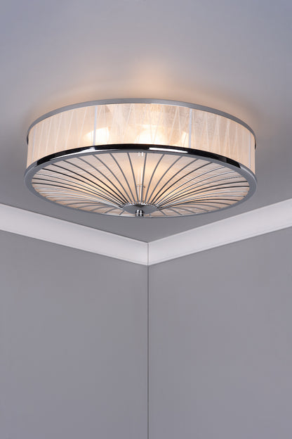 Dar Oslo 3 Light Flush Polished Chrome/ White