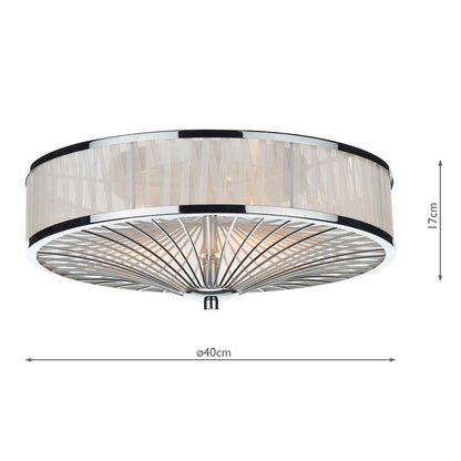 Dar Oslo 3 Light Flush Polished Chrome/ White