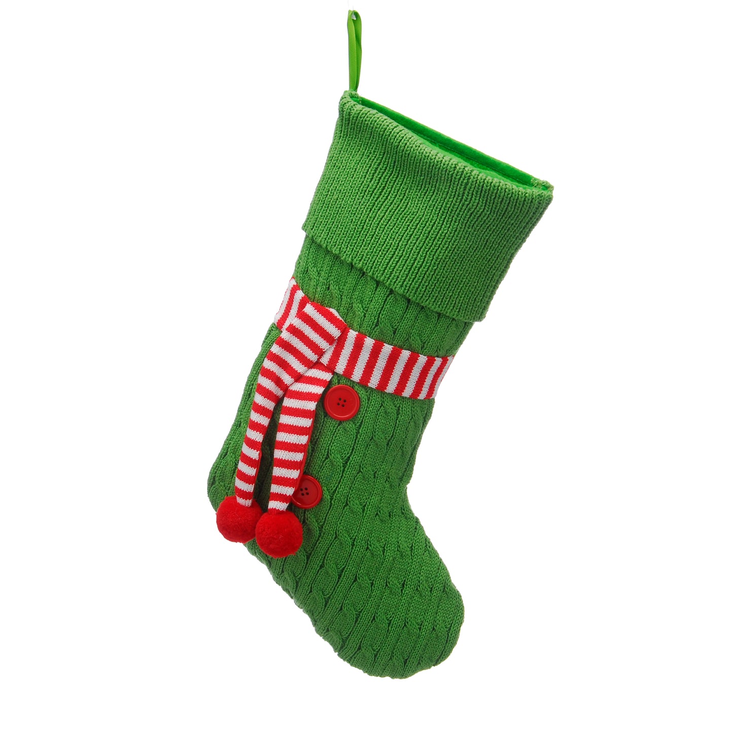 Festive Green with Red/White Stripped Scarf Stocking